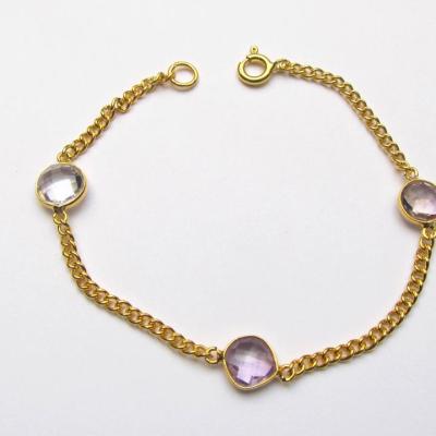 Bracelet Amethyst, vergoldet