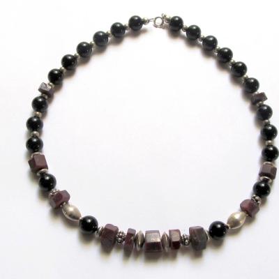 Schmuckkette Onyx, Rubin, Silber