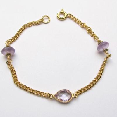 Bracelet Amethyst, vergoldet