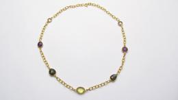 Collier citrine, labradorite, améthyste, doré