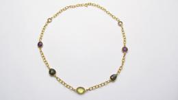 Collier citrine, labradorite, améthyste, doré