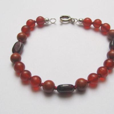 Bracelet Karneol, roter Jaspis, Granat