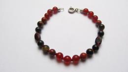 Bracelet Karneol, roter Jaspis, Tigerauge, Falkenauge, Granat