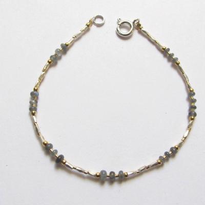Bracelet Alexandrit Katzenauge, Silber, vergoldet