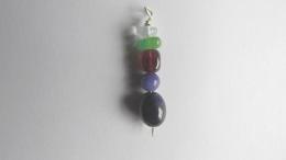 Pendentif saphir, sugilite, grenat, chrysoprase, aiguemarine