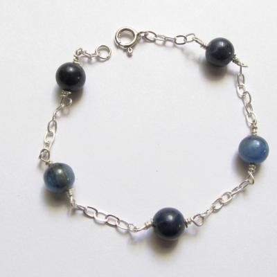 Bracelet Saphir, Kyanit, Silber