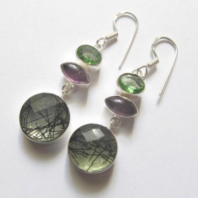 Boucles d'oreilles tourmaline quartz