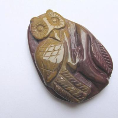 Pendentif chouette jaspe mookaite