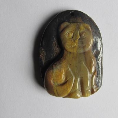 Pendentif chat jaspe