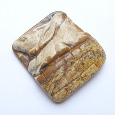 Pendentif lapin jaspe paysage
