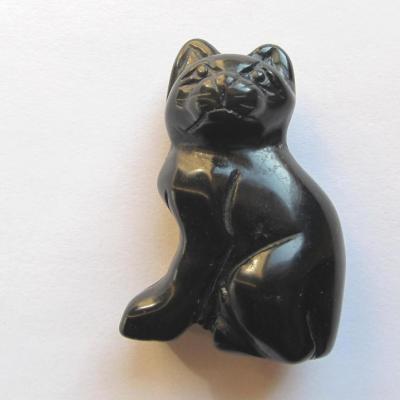 Figurine chat obsidienne
