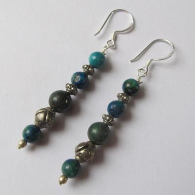 Boucles d'oreilles lapislazuli chrysocolle