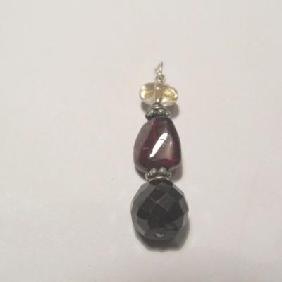 Pendentif grenat quartz rutile argent