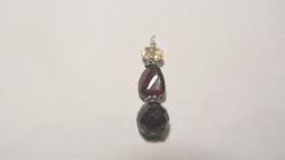 Pendentif grenat quartz rutile argent