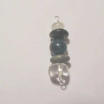 Pendentif cristal de roche, jaspe, azurite, tourmaline, pierre de lune