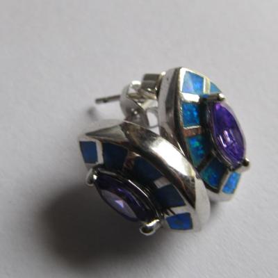 Boucles d'oreilles opale améthyste