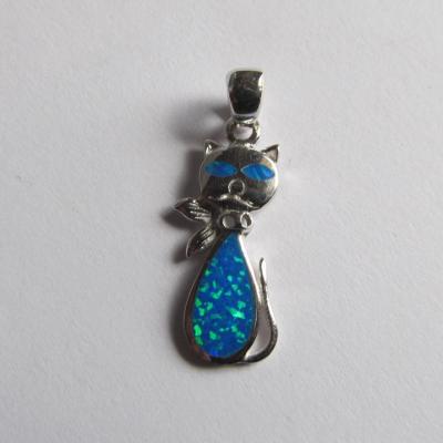 Pendentif chat opale