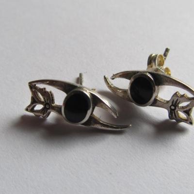 Boucles d'oreilles chat onyx