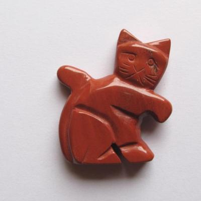 Pendentif chat jaspe rouge