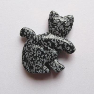 Pendentif chat obsidienne flocon neige