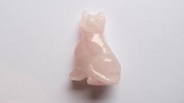 Figurine chat quartz rose