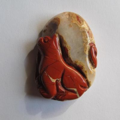 Pendentif chat jaspe rouge