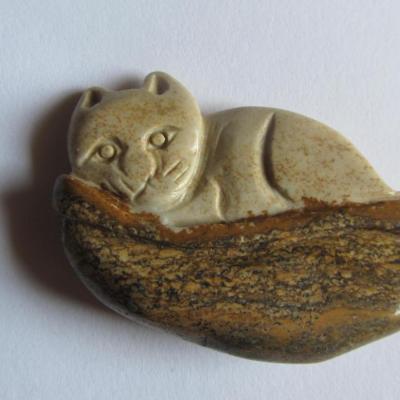 Pendentif chat jaspe paysage