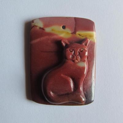 Pendentif chat jaspe rouge