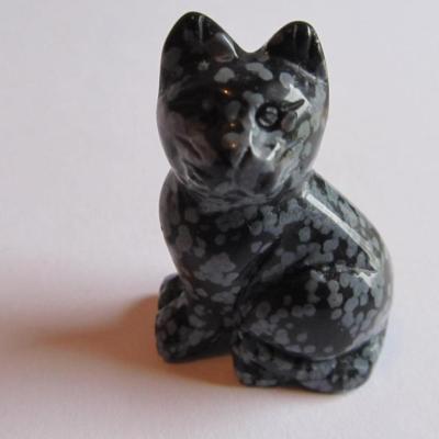 Figurine chat obsidienne